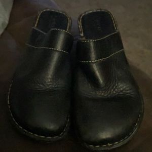 Born clogs leather mules slip-on shoes black 8/39